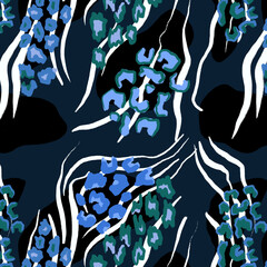 Leopard, zebra and giraffe pattern design. Hand drawn leopard zebra and giraffe pattern design. For textile and print.