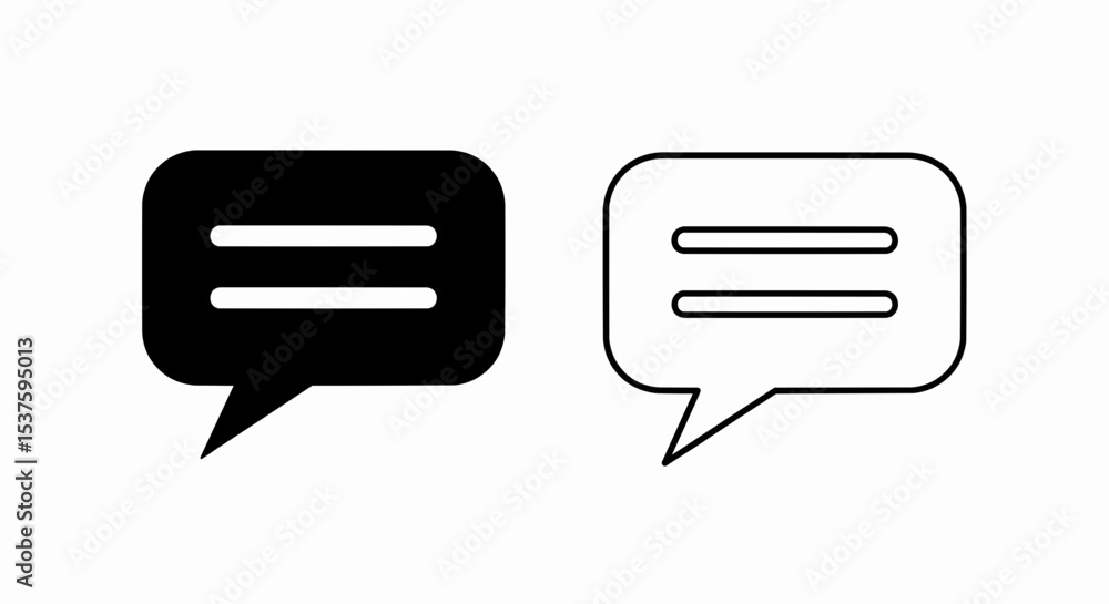Poster this high-quality vector image features two stylized speech bubble icons: a solid black one with whi