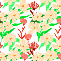 Seamless flower pattern. Abstract pattern. Textile print pattern. White background.