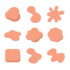 Organic Blob Icons. Isometric Flat icon set of organic blobs: amorphous blob, fluid shape, splatter, puddle, smear, cloud-like