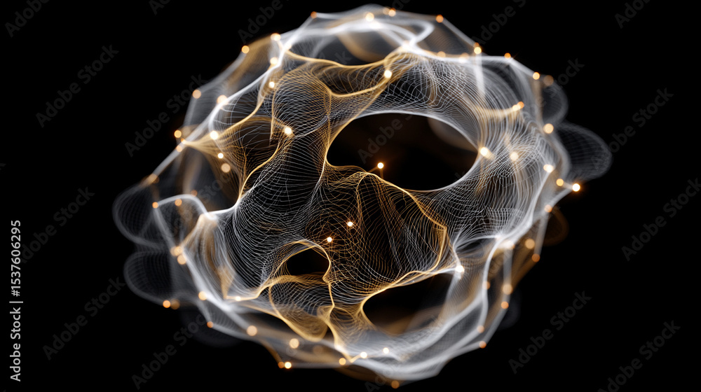 Aufkleber a glowing wireframe sphere pulsates with digital-coded lights against a dark background, symbolizing