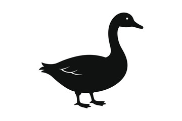 Obraz premium Goose flapping its wings while walking by a pond silhouette Vector illustration