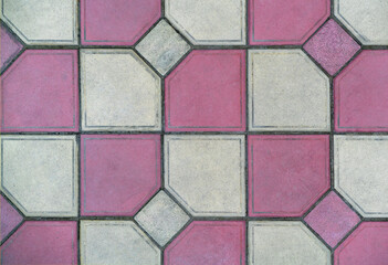 Colorful concrete paving slabs on the streets of the city