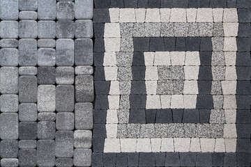 Colorful concrete paving slabs on the streets of the city