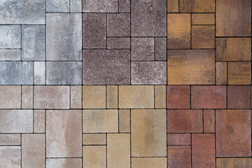 Colorful concrete paving slabs on the streets of the city