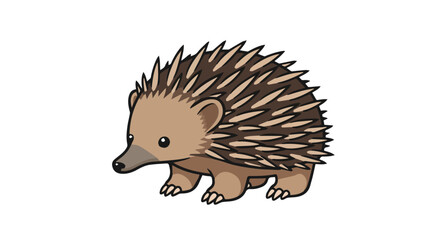 Cute Cartoon Echidna Isolated on White

