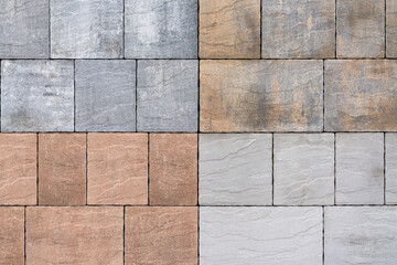 Colorful concrete paving slabs on the streets of the city