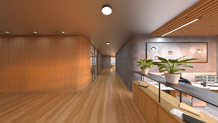 ガラス張りのミーティングルーム　3DCGレンダリング