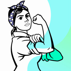 Empowered Woman, Rosie the Riveter Style Illustration