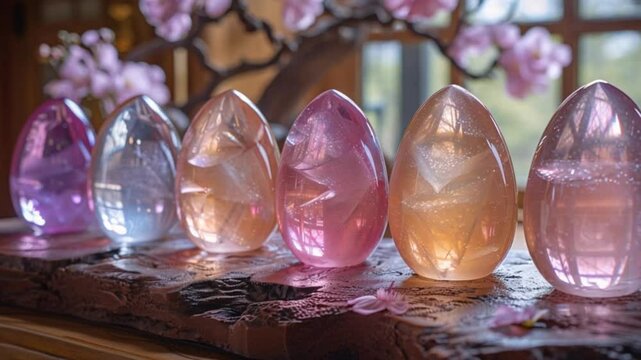 crystal yoni egg in pastel colors