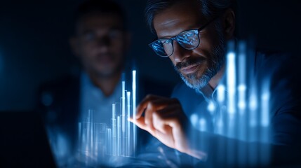 Data Analysis: Business Professionals Examining Digital Charts