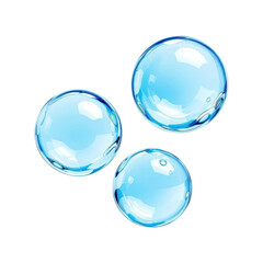 Three Translucent Blue Spheres Symbolizing Purity Clarity and Refreshment Create a Captivating Visual Story with Water Elements
