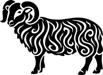 tribal sheep vector illustration, isolated on white