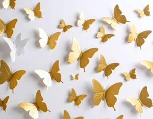 Fototapeta premium golden butterflies on white background