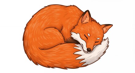 Cute sleeping fox illustration
