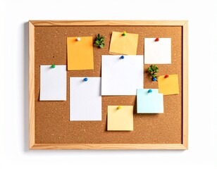 cork board with blank notes