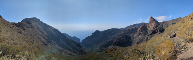 Tenerife panorama landscape,beautiful nature view mountains from hiking trips on Tenerife island, Canary Islands Spain