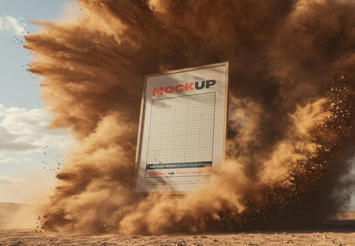 Dust Explotion Desert Frame Poster Mockup