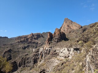 Tenerife panorama landscape,beautiful nature view mountains from hiking trips on Tenerife island, Canary Islands Spain