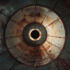 Interior View of an Oil Tank with Rusty Texture