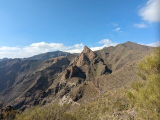 Tenerife panorama landscape,beautiful nature view mountains from hiking trips on Tenerife island, Canary Islands Spain