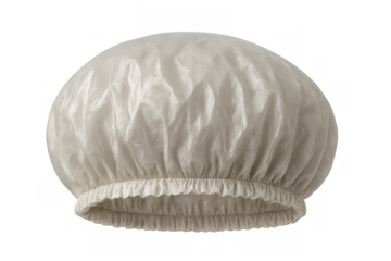 Classic white shower cap preventing hair from getting wet, isolated on a transparent background, perfect for hygiene and beauty concepts