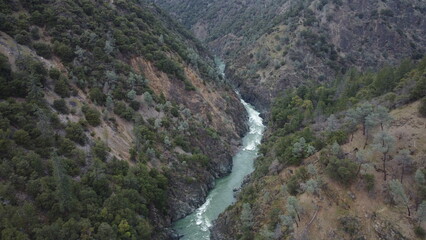 Mountain Gorge with River Flowing Through