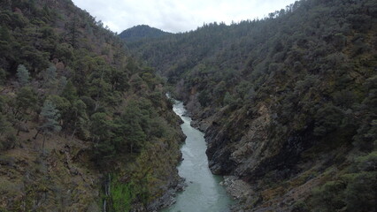 River Winding Through Rugged Canyon Landscape