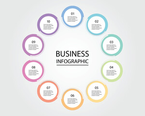 Business Infographic modern design template for banners and infographics for 10 circle step 