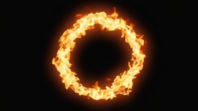 The fire circle spins in a clockwise direction at a steady, mesmerizing pace. The flames flicker and dance.