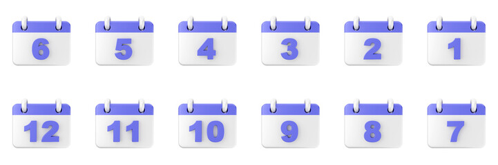 3d calendar date event reminder plan organizer icon set bundle illustration