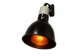 Infrared lamp emitting orange light, isolated on transparent background, ideal for heating or therapeutic purposes