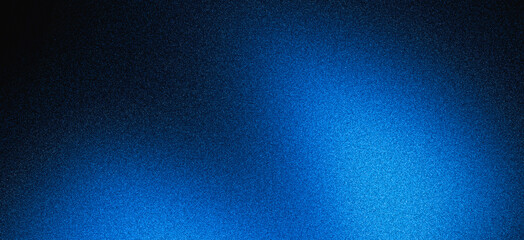 Naklejka na ściany i meble Blue abstract gradient background, grain texture effect dark vibrant color flow wave on black backdrop