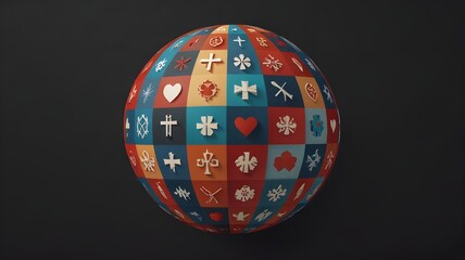 Global symbols unity diversity vibrant design stunning artwork