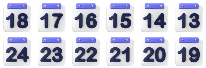 3d calendar date event reminder plan organizer icon set bundle illustration