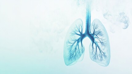 A detailed illustration of lungs with clean air flowing through them, macro shot, Minimalist style