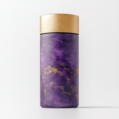Elegant Purple and Gold Marble Design Cosmetic Container Mockup