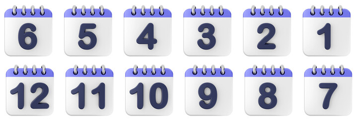 3d calendar date event reminder plan organizer icon set bundle illustration