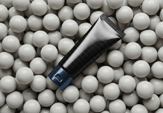 Silver Tube with Balls Mockup