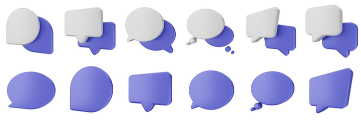 3d chat speech talk speech conversation message discussion bubble icon set bundle illustration