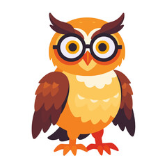 Obraz premium Cartoon Owl with Glasses Illustration-Cute Bird Character for Kids-Whimsical Animal Art-Smart Owl Clipart-Education Theme-Back to School Image-Owl Vector Design