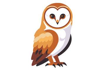 Obraz premium Cute Barn Owl Illustration - Adorable Vector Graphic of a Barn Owl- Perfect for Kids Books or Wildlife Designs- Owl Clip Art for Creative Projects
