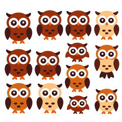 Naklejka premium Cute Cartoon Owls Background-Whimsical Owl Pattern-Brown Tan and Beige Colors-Perfect for Kids Crafts and Nursery Decor-Ideal for Fabric and Wallpaper Projects