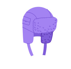 Trapper Hat with pocket. Winter Head Fashion accessory cap with fur clothing technical illustration. Vector headgear for Men, women, unisex style, flat template CAD mockup sketch outline isolated