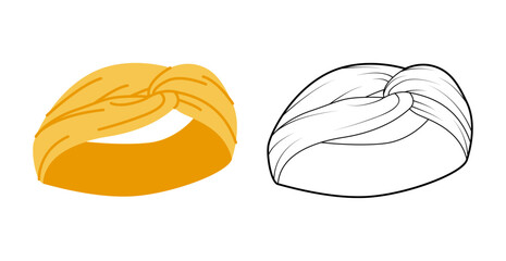 Scarf Tie Headscarf Headband Summer Head Fashion accessory clothing technical illustration. Vector headgear for Men, women, unisex style, flat template CAD mockup sketch outline isolated