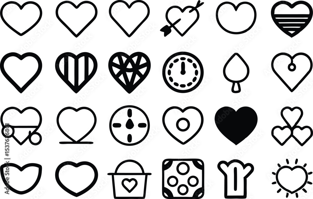Poster collection of abstract and creative flat icons isolated on transparent background
