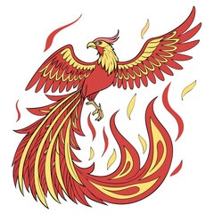 Obraz premium mystical phoenix crimson transparent 