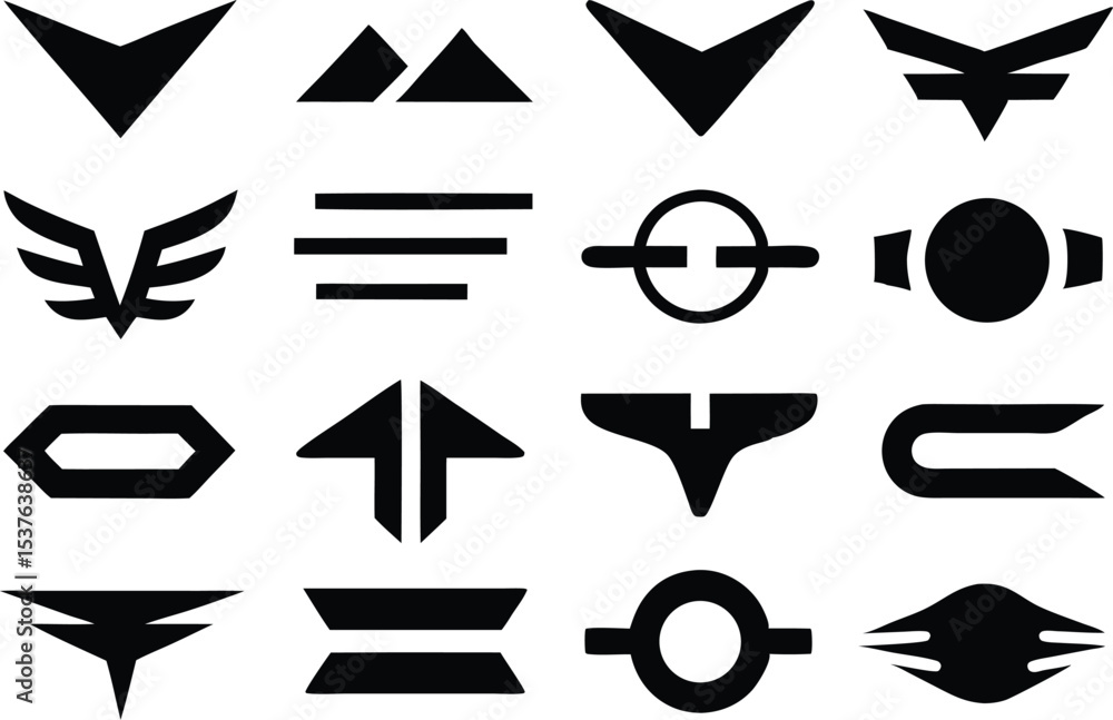 Poster a comprehensive collection of aerodynamic symbols for engineering and physics applications isolated 