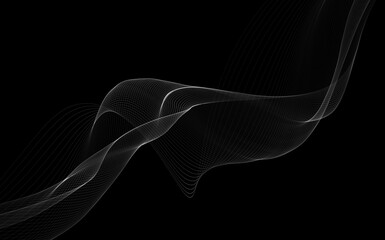 Dark abstract background with a glowing abstract waves