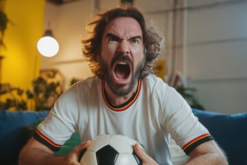Germany national team supporter celebrating football with intense emotion